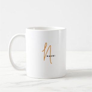 Taza De Café Guion minimalista   Monograma personalizado y nomb