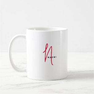 Taza De Café Guión minimalista   Monograma personalizado y nomb