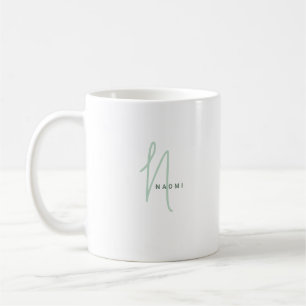 Taza De Café Guión minimalista   Monograma y nombre personaliza