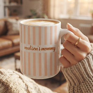 Taza De Café Guion Moderno Mamá Papá Abuela Abuelo Tía Rayas