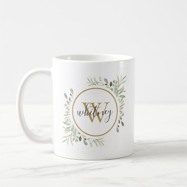 Taza De Café Guión monográfico de oro de la vegetación personal (Izquierda)