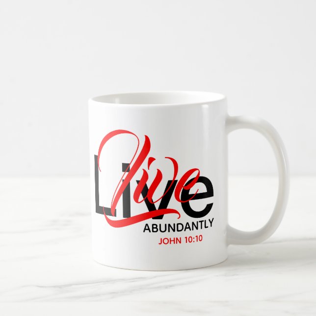 Taza De Café Guión Monograma de Vida de John 10:10 en vivo (Derecha)