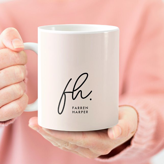 Taza De Café Guión monograma Rubor Moda rosa estilizado (Subido por el creador)