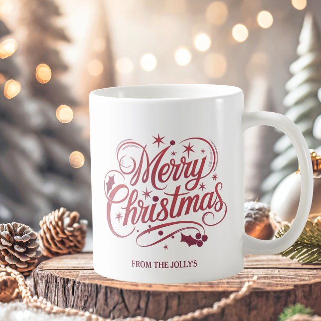 Taza De Café Guión navideño moderno personalizado (Subido por el creador)