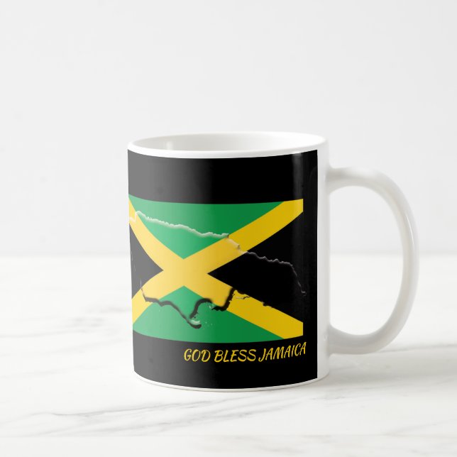 Taza De Café Guión Personalizado Patriótico JAMAICA FLAG Negro (Derecha)