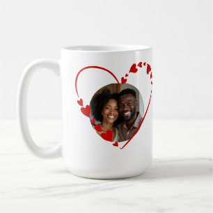 Taza De Café Guión Retro Be Mine y foto de corazón esbozado