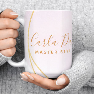 Taza De Café Guión Rosa Rubor Acuarela Dorado Círculo Negocios