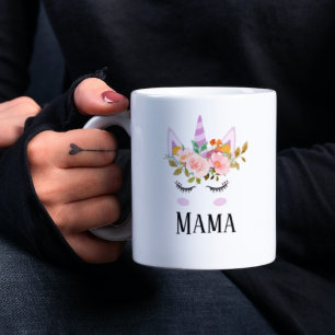 Taza De Café Guión unicornio minimalista arcoíris verde mamá co