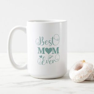 Taza De Café Guión verde azulado elegante "Mejor Mamá de la His
