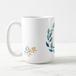 Taza De Café Guirnalda bonita de la acuarela - monograma