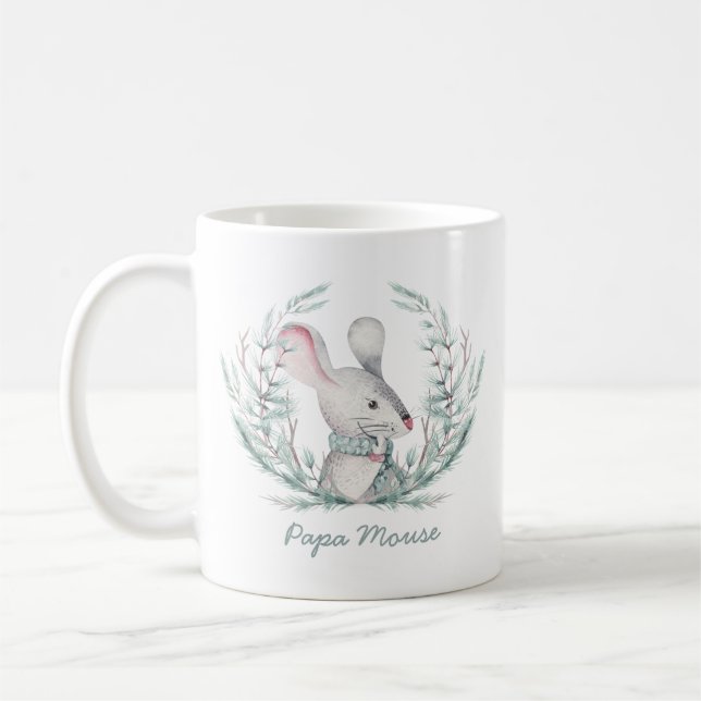 Taza De Café Guirnalda de feriado curada del ratón del Papa (Izquierda)