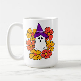 Taza De Café Guirnalda de flor fantasma de Halloween