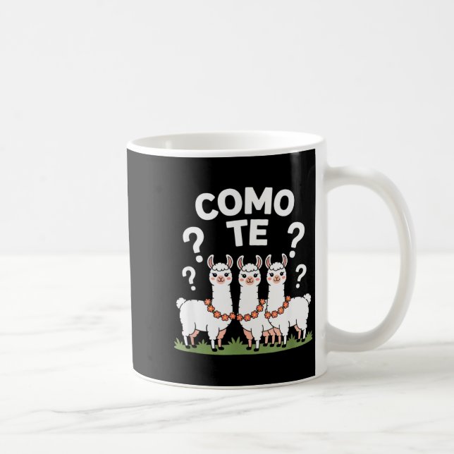 Taza De Café Guirnalda de flores de llama divertida como te sig (Derecha)