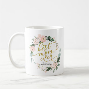 Taza De Café Guirnalda floral rosada Mejor mamá del mundo día d