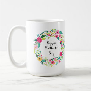 Taza De Café Guirnalda Floral Rústica Colorida