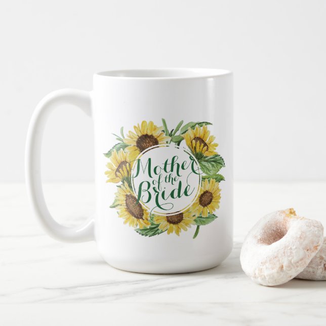 Taza De Café Guirnalda personalizada del girasol que casa la (Con donut)