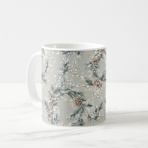 Taza De Café Guirnaldas de árbol de Navidad verdes piñas