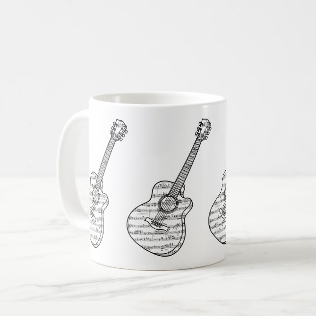 Taza De Café Guitar and Music Notes (Anverso izquierdo)