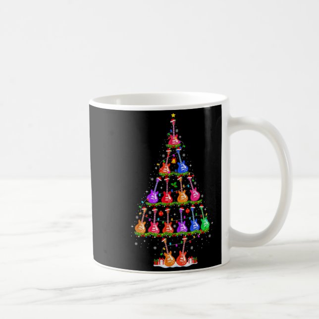 Taza De Café Guitar Christmas Tree Lights Funny Xmas Pajamas Gu (Derecha)