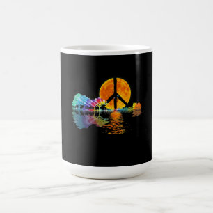 Taza De Café Guitar Lake Shadow Peace Love Guitar Hippie