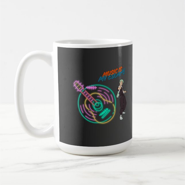 Taza De Café Guitar Rhythm Mug – Music Lover Anime Boy Design (Izquierda)