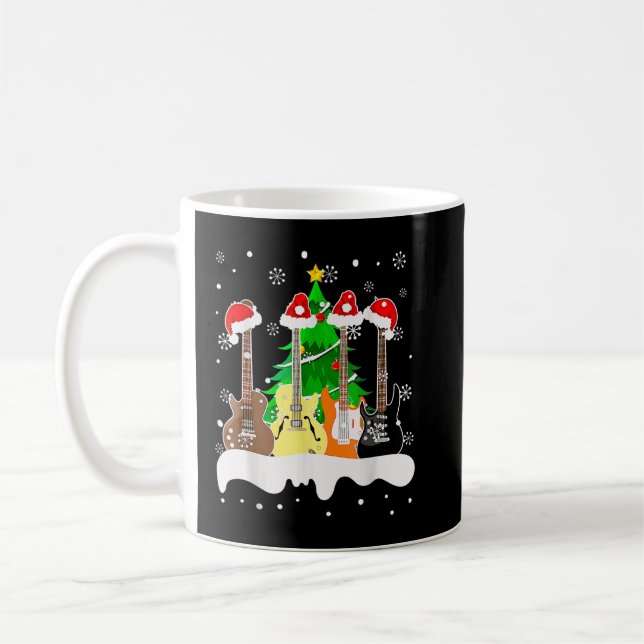 Taza De Café Guitar Santa Nieve Árbol De Navidad Para Amantes D (Izquierda)