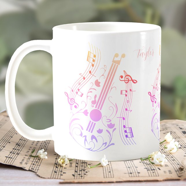 Taza De Café Guitariano Jugador Música Pink Custom Name (Guitarist Guitar Player Music Pink Custom Name Coffee Mug)