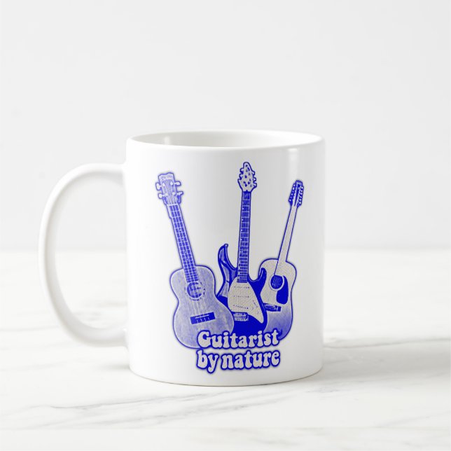 Taza De Café Guitarist by nature. retro blue guitars (Izquierda)