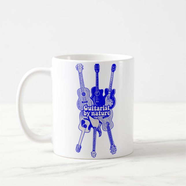 Taza De Café Guitarist by nature. vintage blue guitar (Izquierda)
