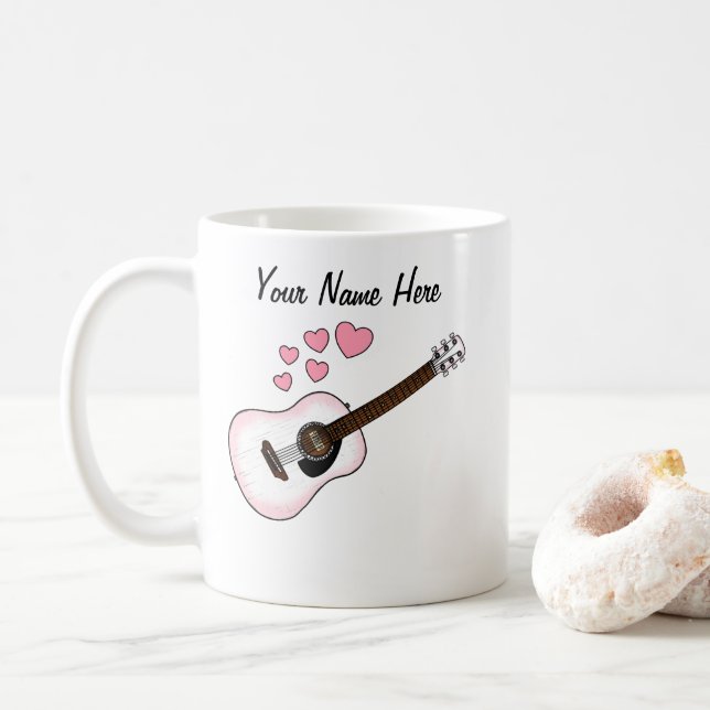 Taza De Café Guitarista de Mug Mug, guitarra acústica (Con donut)