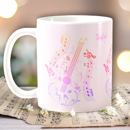Taza De Café Guitarista Guitarra Música Nombre Rosa Para Ella