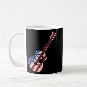 Taza De Café Guitarra Acústica - Colores de la bandera estadoun
