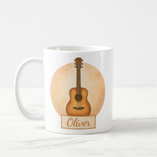 Taza De Café Guitarra Acústica con Nombre Personalizado para Am