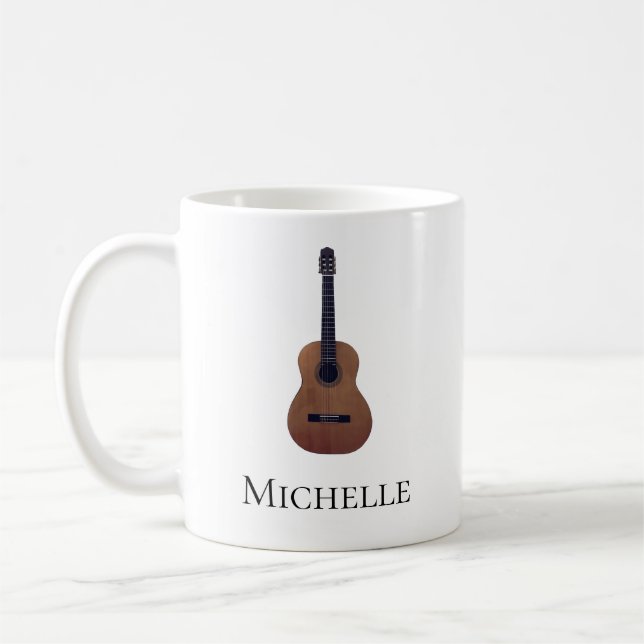 Taza De Café Guitarra acústica musical personalizada (Izquierda)