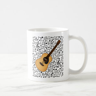 Taza De Café Guitarra acústica notas musicales música guitarris