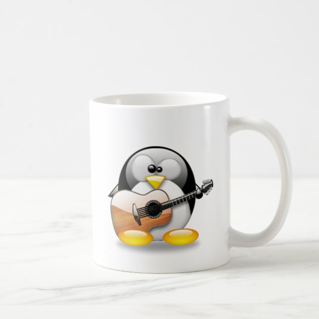 Taza De Café Guitarra acústica Tux (Linux Tux) (Derecha)