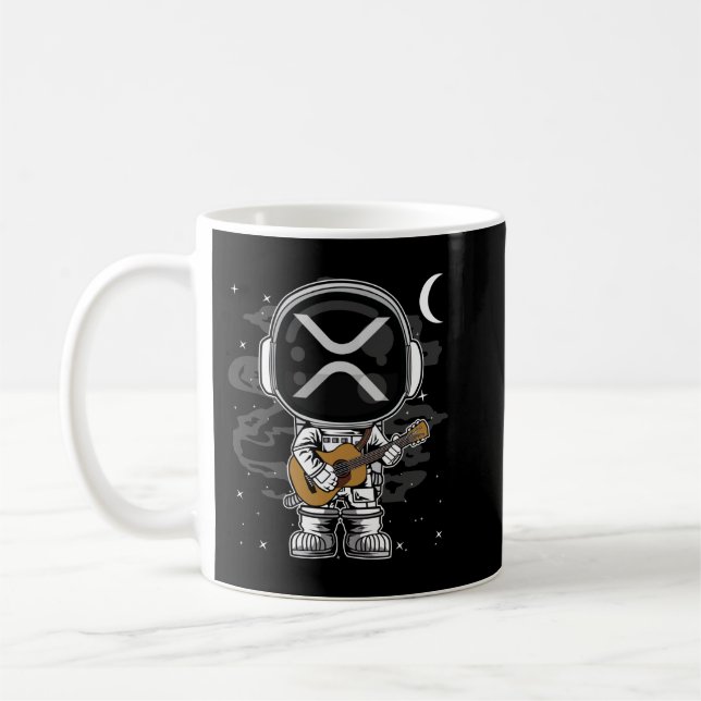 Taza De Café Guitarra Astronauta Ripple XRP Crypto Coin HODL (Izquierda)