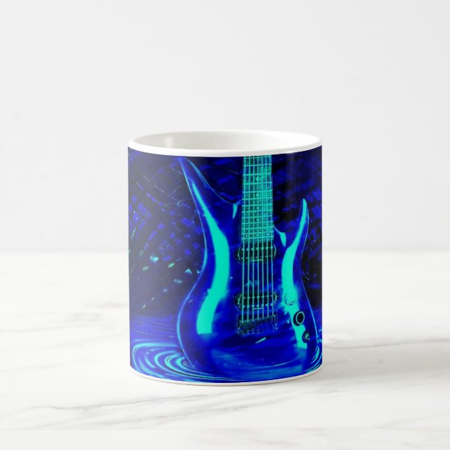 Taza De Café Guitarra azul de neón (Centro)
