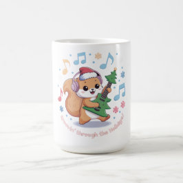 Taza De Café Guitarra de ardilla festiva rodeada de nieve