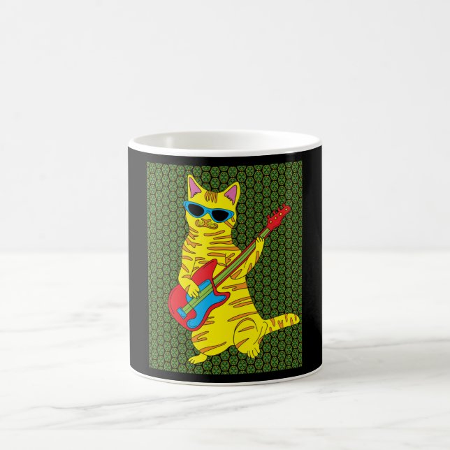 Taza De Café Guitarra de gato retro (Centro)