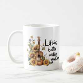Taza De Café Guitarra De Nombre personalizar Con Girasol