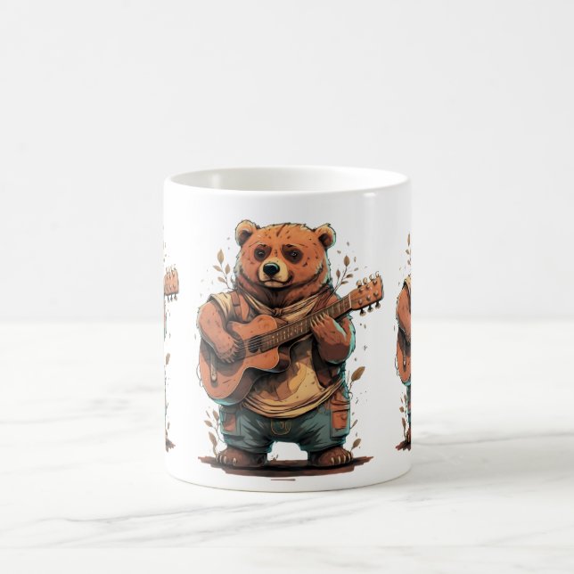 Taza De Café guitarra de tocador de oso (Centro)