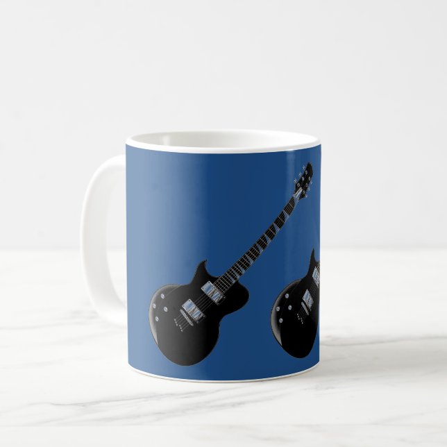 Taza De Café Guitarra Eléctrica Azul Black Pop Art (Anverso izquierdo)
