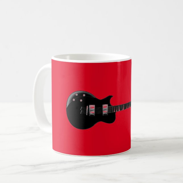 Taza De Café Guitarra eléctrica de pop negro rojo (Anverso izquierdo)