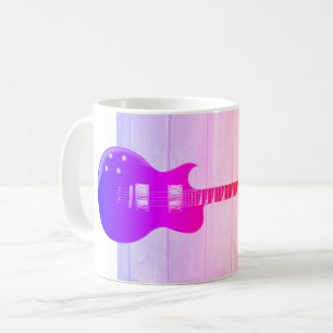 Taza De Café Guitarra Eléctrica y Arte Pop de Madera