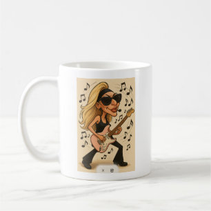 Taza De Café Guitarra Mujer Salvaje Rockera