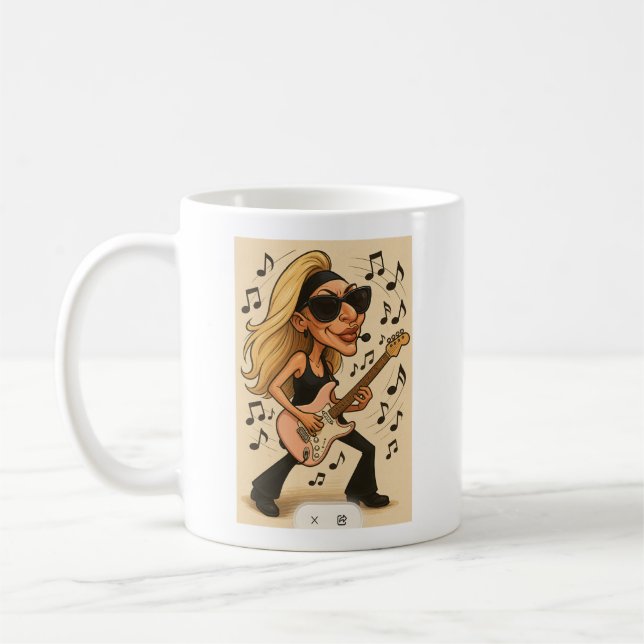 Taza De Café Guitarra Mujer Salvaje Rockera (Izquierda)