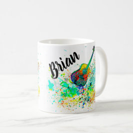 Taza De Café Guitarra personalizada y salpicaduras de acordes