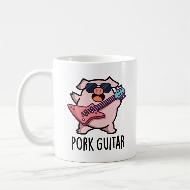 Taza De Café Guitarra Porcina Funny Rock Guitar Pig Pun (Izquierda)
