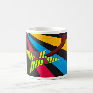 Taza De Café Guitarra vibrante con rayas geométricas